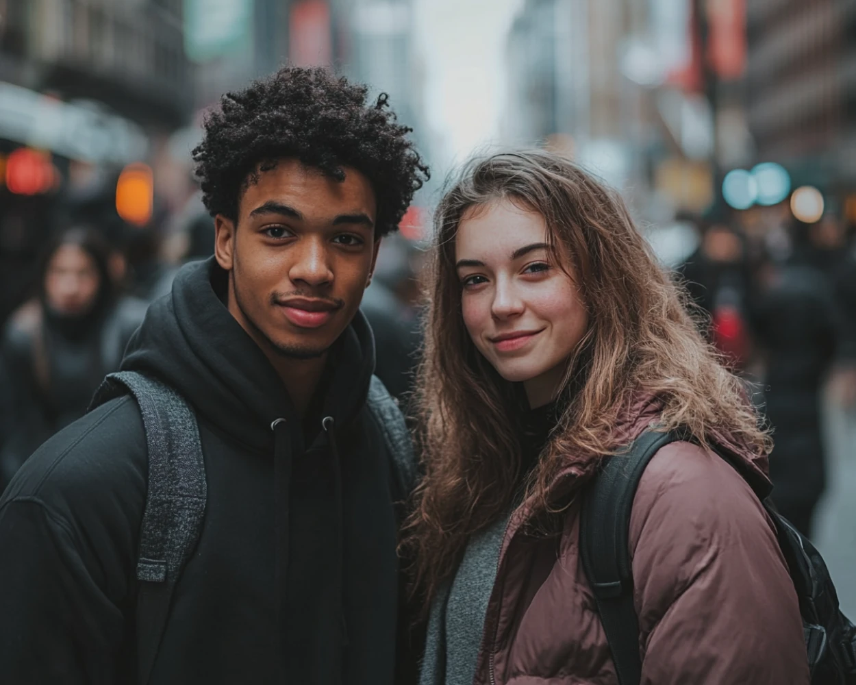 Urban Interracial Couple Portrait - AI generated romantic by AI Couple Photo